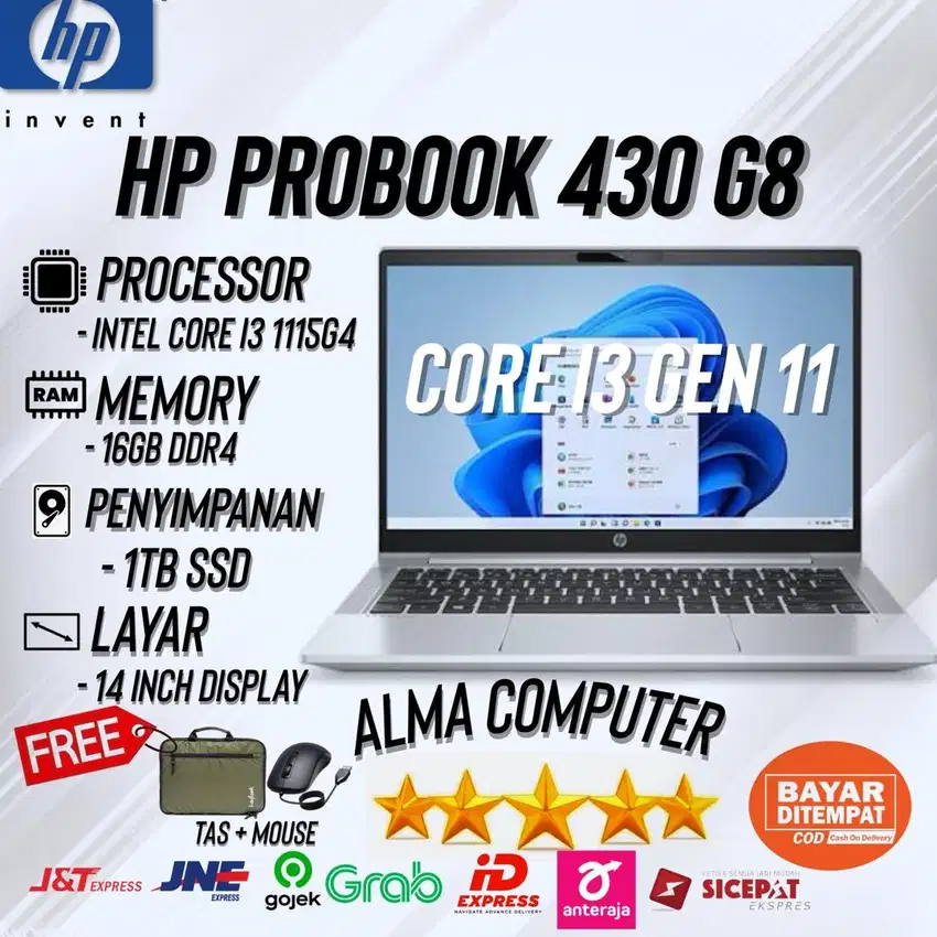 Hp Probook 430 G8 Core I3 Gen 11 Ram 8GB Ssd 256GB