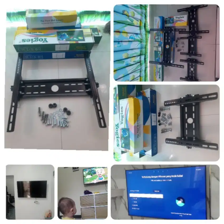 Pasang bracket tv led lcd di dinding/bongkar pasang