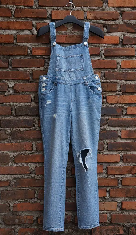 Ready Overall Riped Denim medium Blue Wanita | Jumpsuit Wanita | Baju