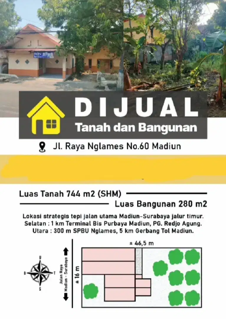 [NEGO] Dijual rumah dan tanah luas siap huni, lokasi Bypass Madiun