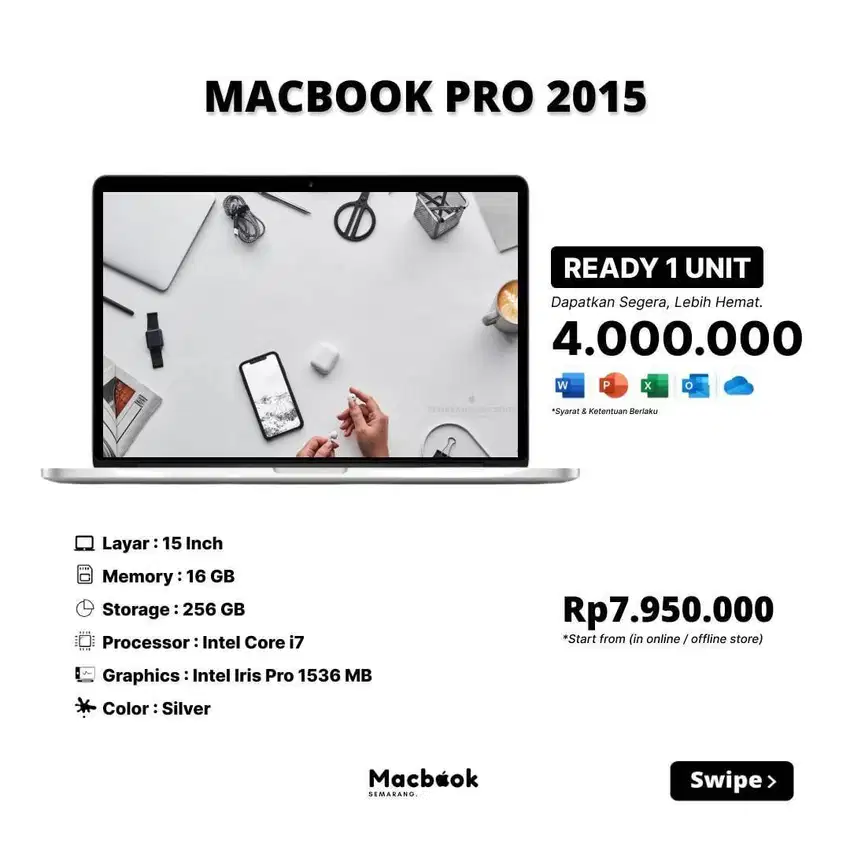 MacBook Pro 2015 RAM 16/ Storage 256 GB PROMO CASHBACK!!