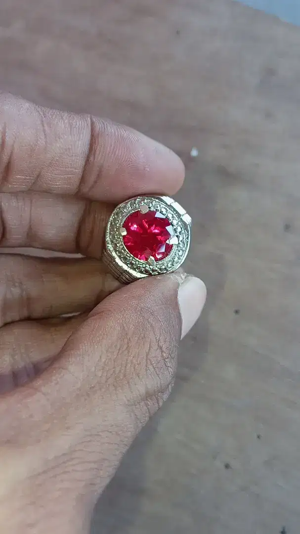 Cincin batu permata merah Siam Bangkok