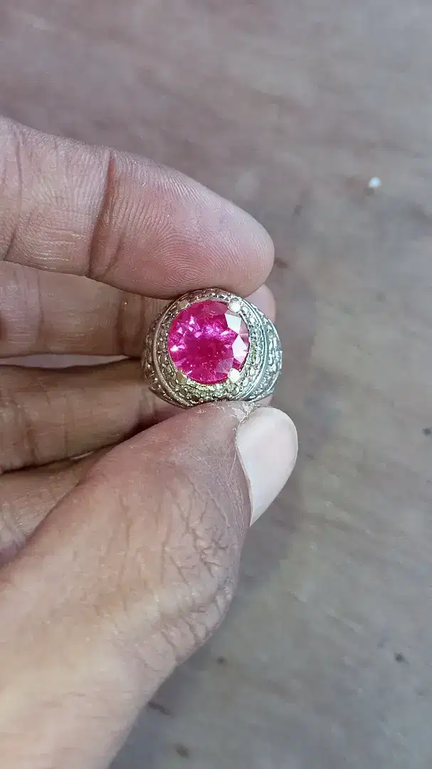 Cincin batu permata pink rose Siam Bangkok