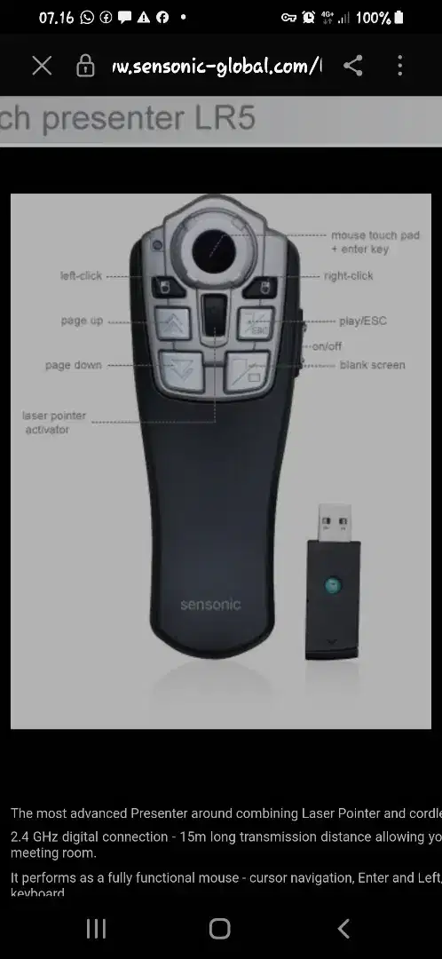 SENSONIC LR5 CORDLESS PRESENTER