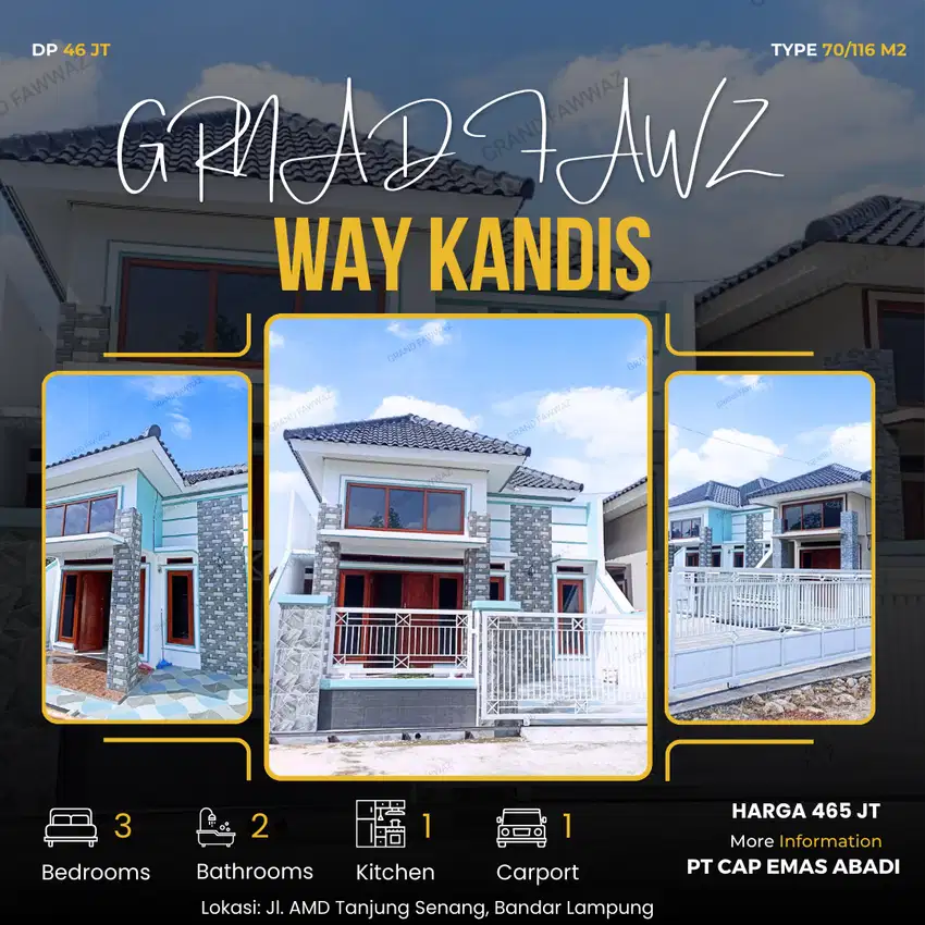 RUMAH MURAH DP RINGAN DI WAY KANDIS TANJUNG SENANG FREE PAGAR & ALLIN