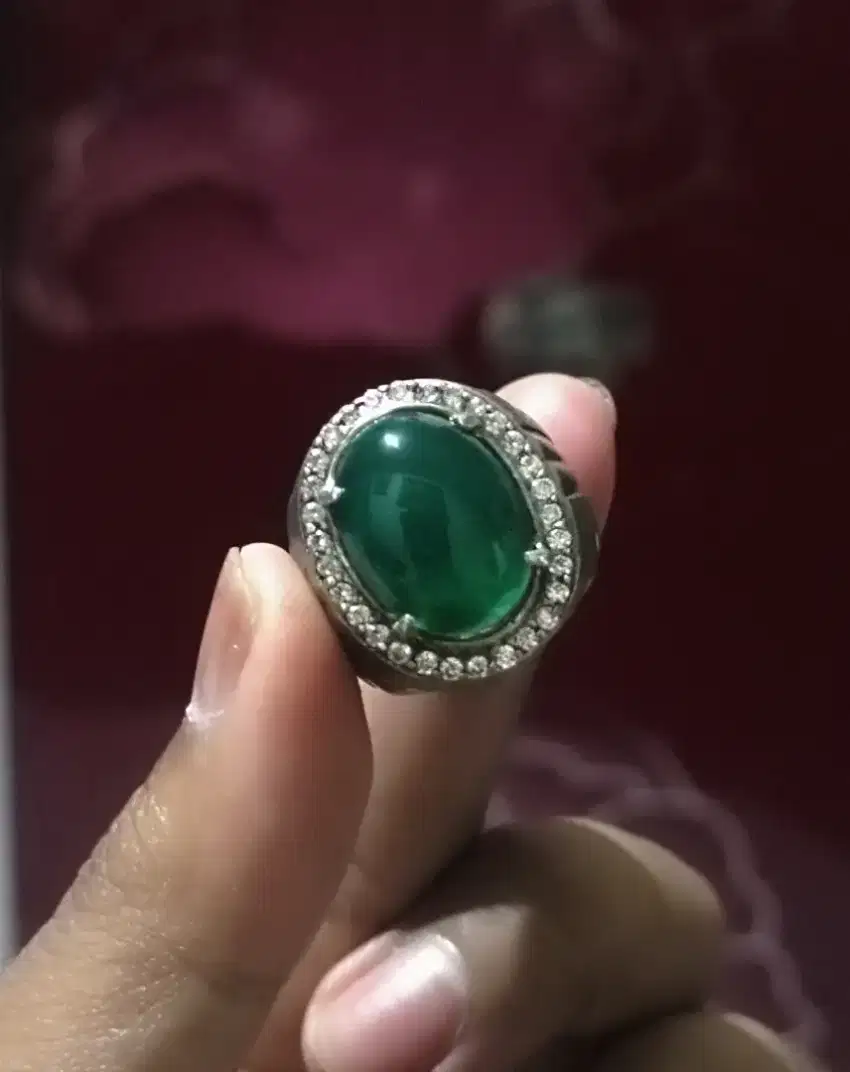 Cincin Batu Bacan Gulau Serat Kura Tali Hitam