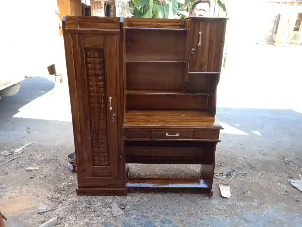 Lemari pakaian rak tv bupet meja rias dipan bahan kayu jati murah