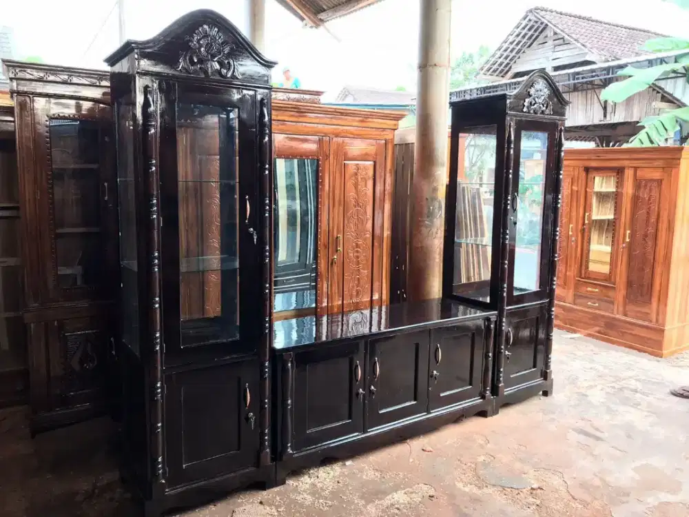 Lemari pakaian rak tv dipan meja rias bahan kayu jati awet murah kuat