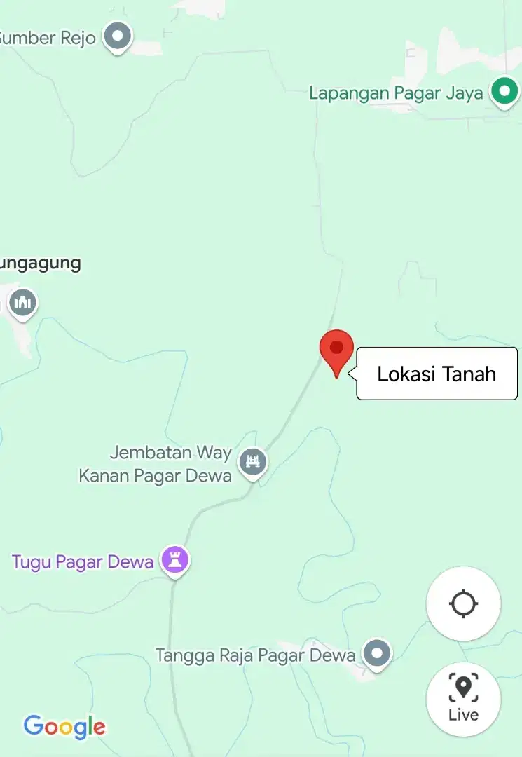 Dijual Tanah Perladangan di Desa Pagar Dewa Kab. Tulang Bawang Barat