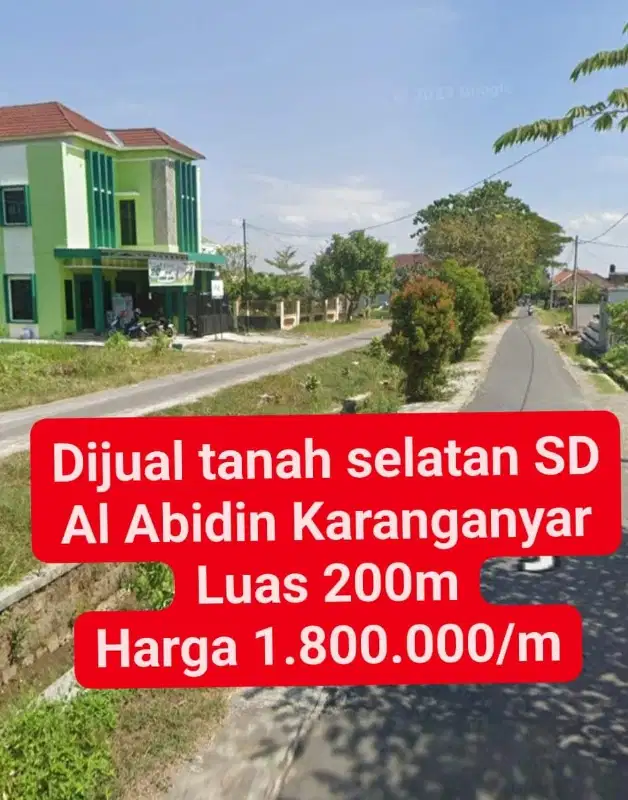 Dijual tanah pekarangan strategis selatan SD Al Abidin Karanganyar