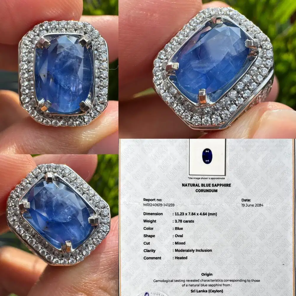 Natural Blue Sapphire 3.78crt Heated origin Ceylon