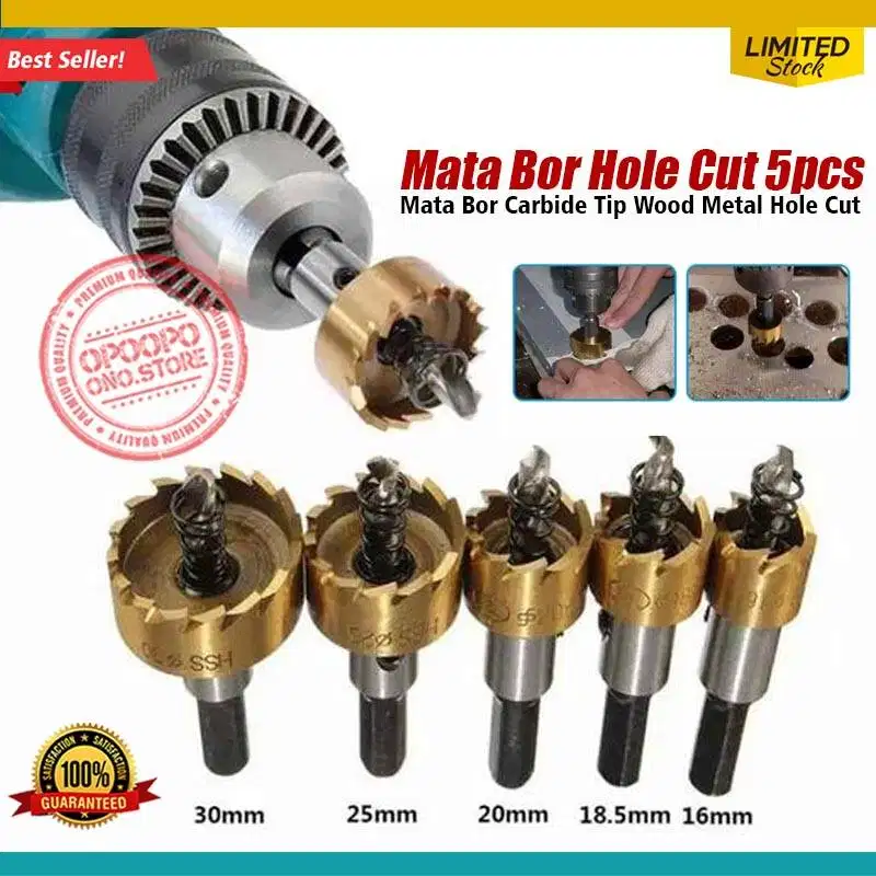 Mata Bor Carbide Hole Cut Metal 5in1 (Size : 16-30mm) - Tafftware