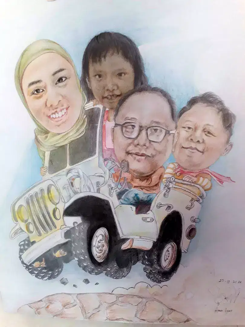 Lukisan karikatur dan wajah