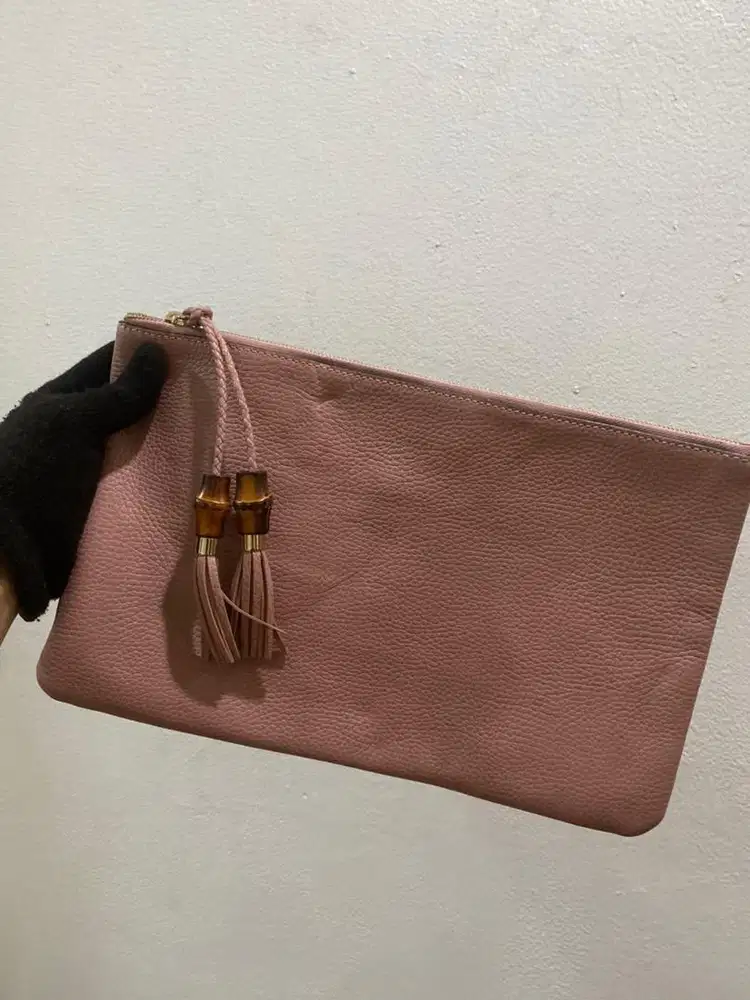 Clutch gucci bamboo envelope pink leather original (harganet)