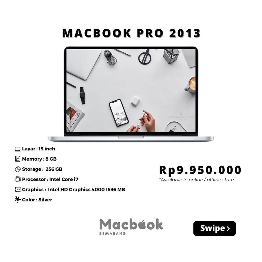 MacBook Pro 2013 RAM 8/Storage 256 GB, PROMO CASHBACK!!