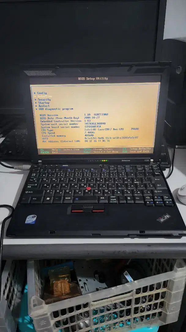 Thinkpad X200 intel Core2Duo/4GB/HDD160GB/12 Inch Minus Murah