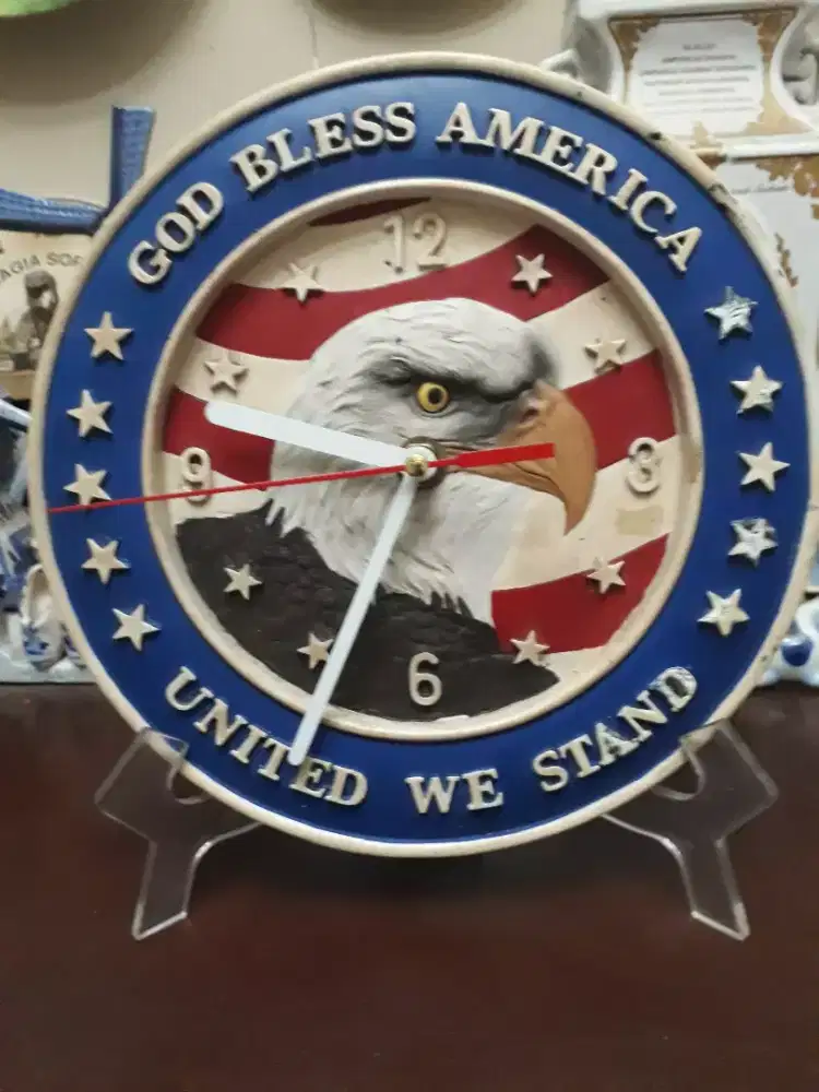 Antik vintage jam meja / dinding resin jadul USA normal akurat