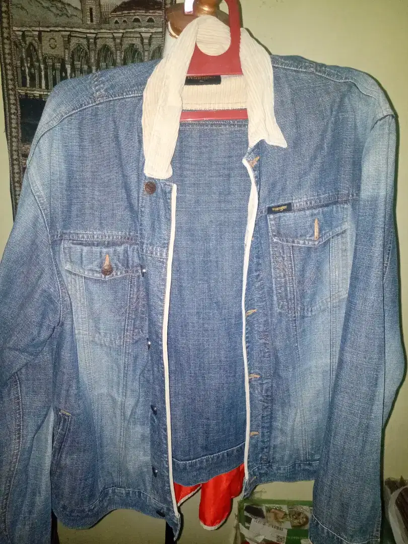 Wrangler jacket blue jeans xl pria man men laki