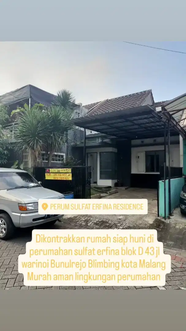 Disewakan rumah siap huni perumahan sulfat erfina