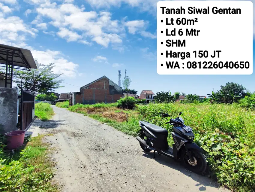 Jual Tanah Siap Bangun Area Gentan, Dekat Laweyan, Purwosari