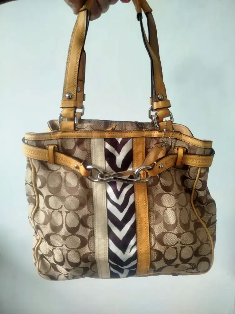 TOTE BAG COACH LEOPARD LEATHER VINTAGE NOSER NEMBUS YA LIKE NEW