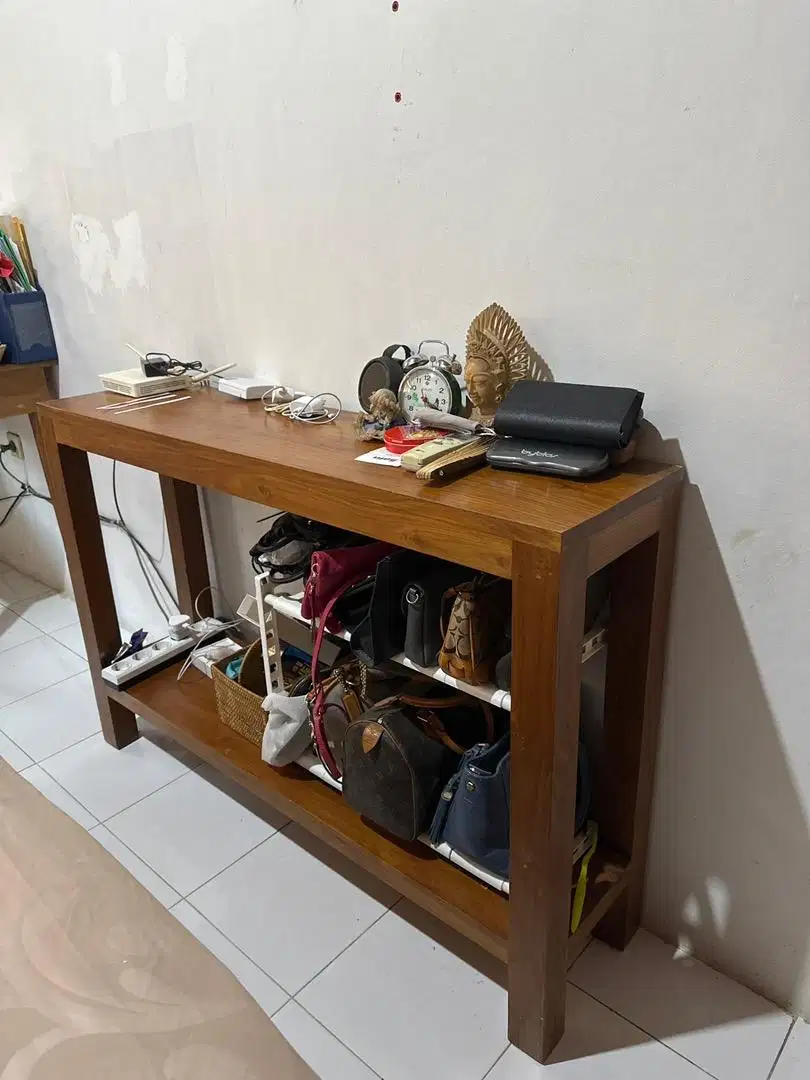 Meja foyer kayu jati