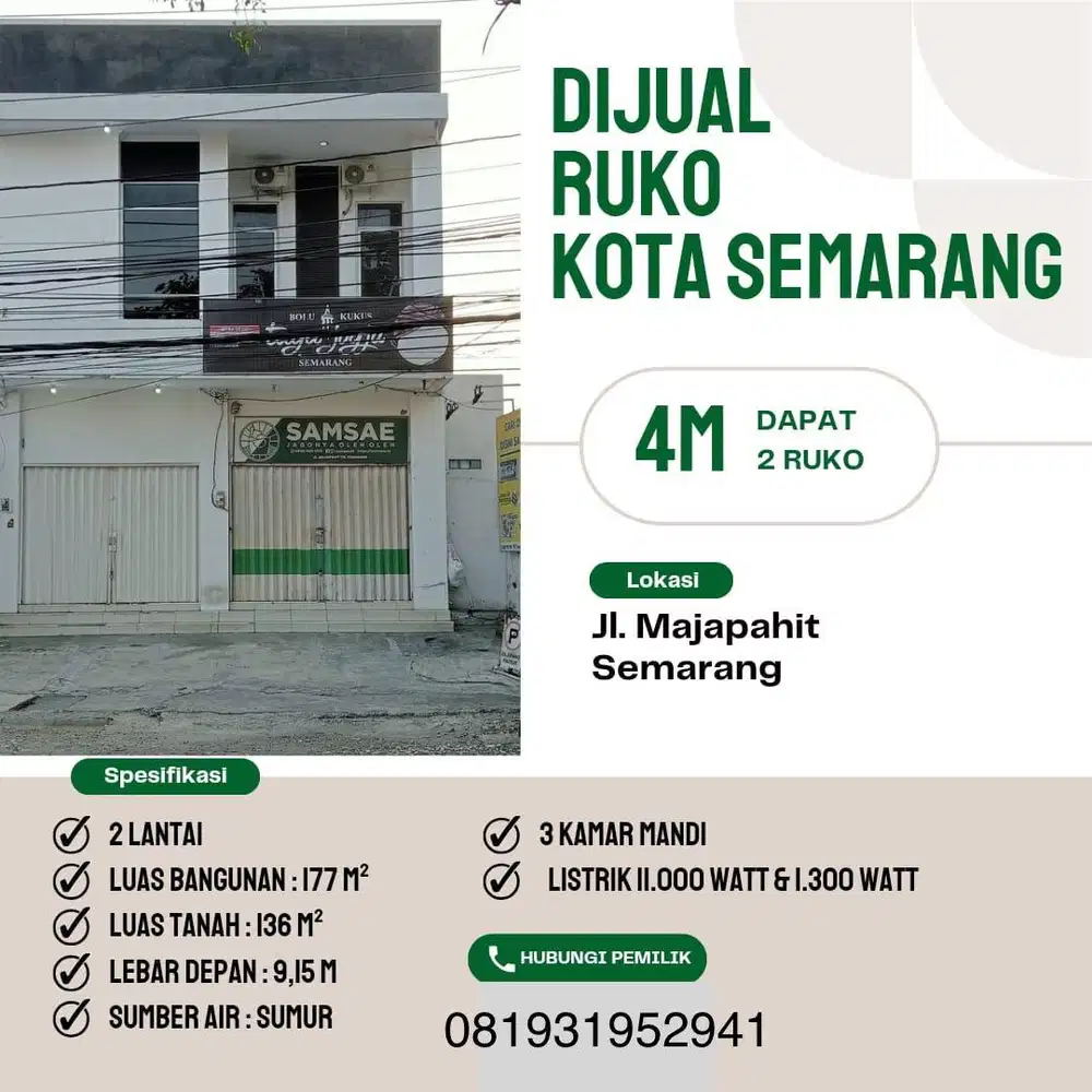 ruko jejer dua unit jalan brigjend sudiarto Majapahit semarang jateng