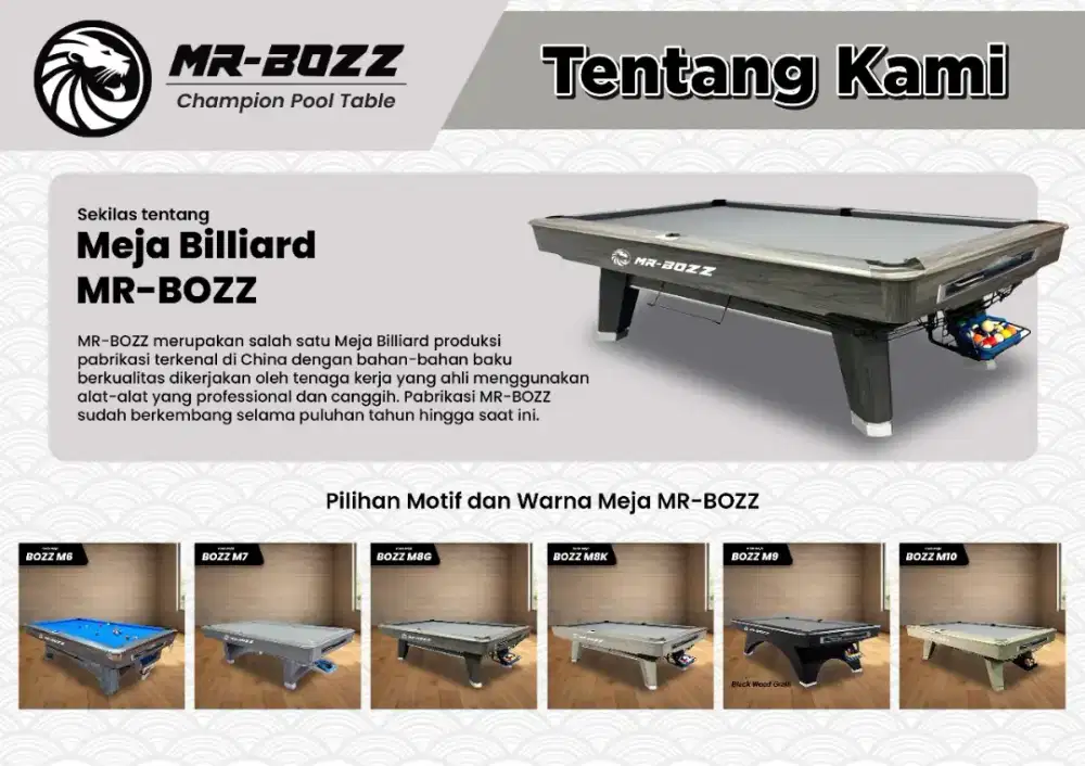 Meja Billiard MR BOZZ 9 Feet