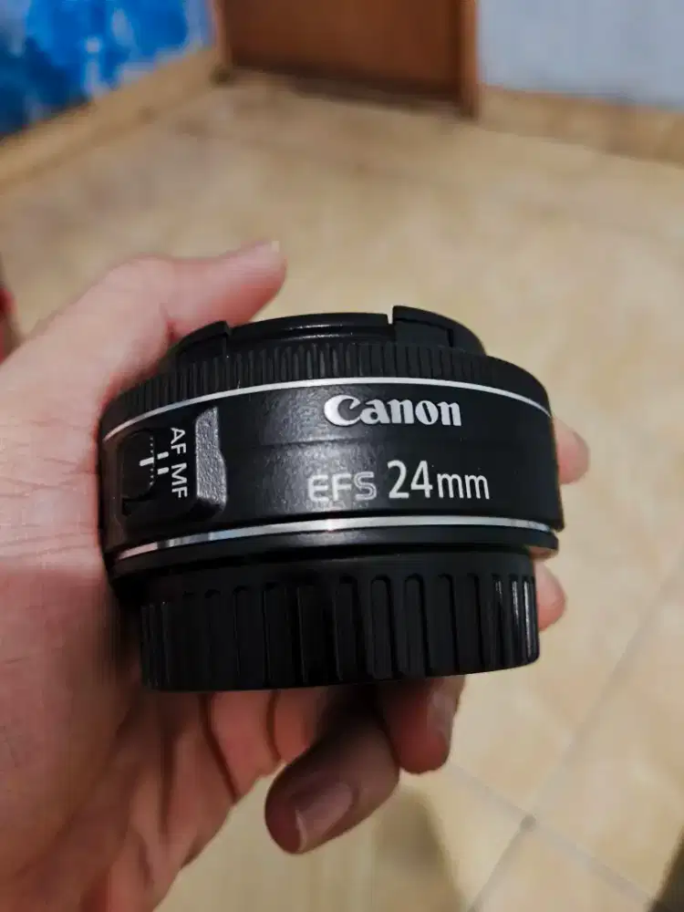 Lensa EF S 24mm STM Fullset, mulus, tajam fungsi normal