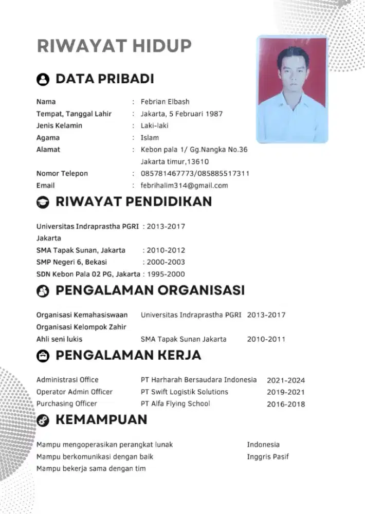 Open to work / Terbuka untuk mencari pekerjaan kontrak karyawan