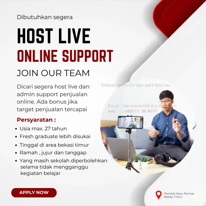 Lowongan Kerja Admin dan Host Online Support