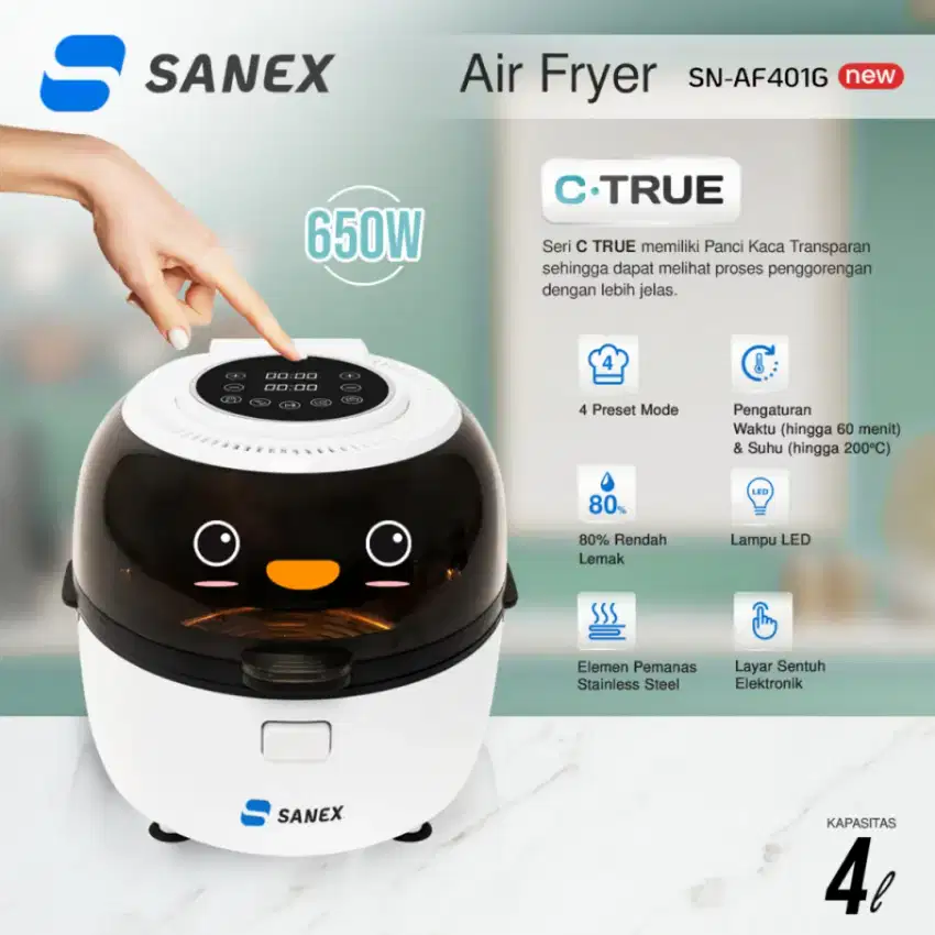 Air Fryer Sanex SN-AF401G/Penggorengan Listrik Tanpa Minyak