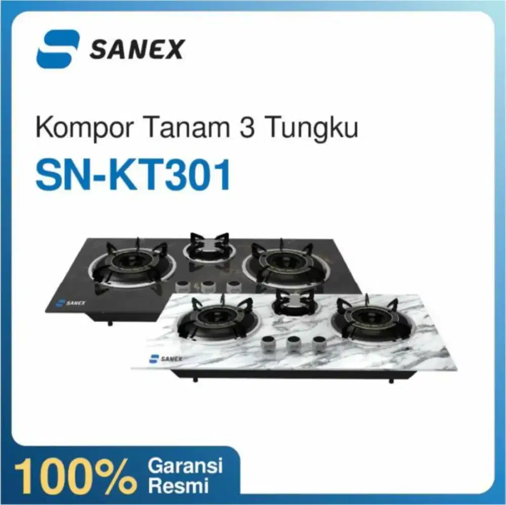 Kompor Gas kaca Tanam 3 Tungku SANEX SN-KT 301 K1 & SN- KT 301 K2