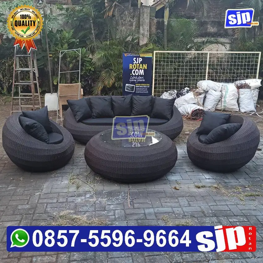 1 set sofa bulat rotan sintetisstandar bule internasional