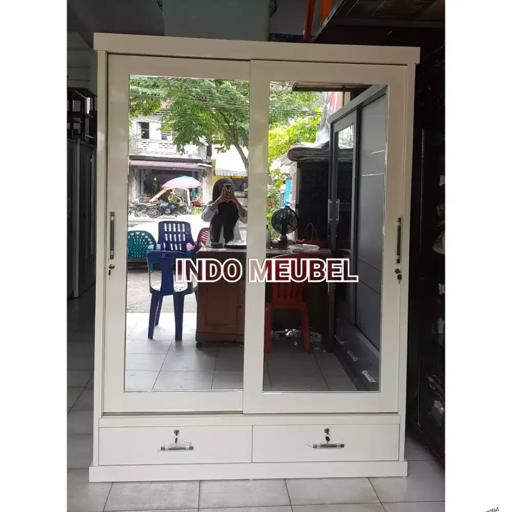 PROMO LEMARI PAKAIAN KAYU NEW MODERN KEKINIAN UKURAN 150CM