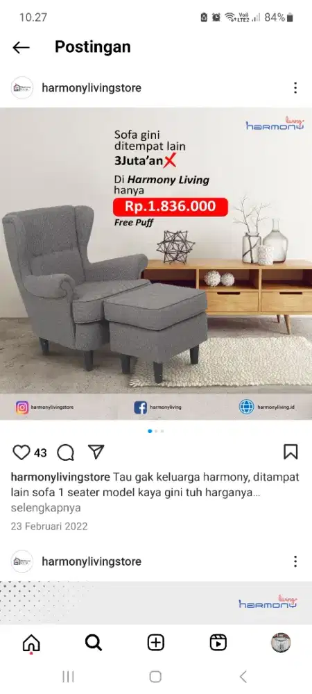 Sofa Grace 1 seater plus puff
