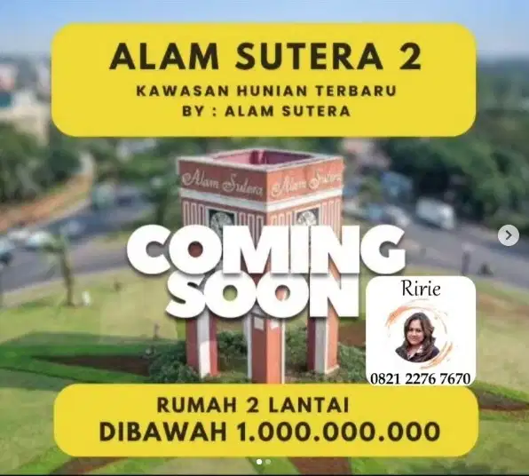 Dijual Murah Rumah baru kawasan perumahan Mewah Alam Sutera 2