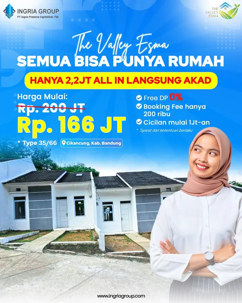 RUMAH SUBSIDI TERLARIS DP HANYA 2.2 JUTA ALL IN DKT RSUD CICALENGKA