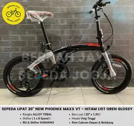 BARU Sepeda Lipat Anak Dewasa 20” inch Phoenicia Maxx ALLOY 8 Speed