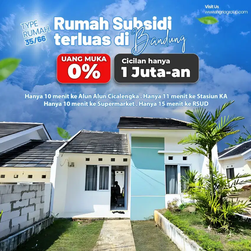 Rumah Subsidi murah di bandung Timur Cicilan 1 jutaan Dkt rancaekek