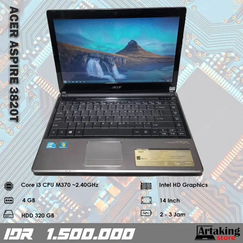 Acer Aspire 3820T - Core i3 - Ram 4 GB - Normal Siap Pakai