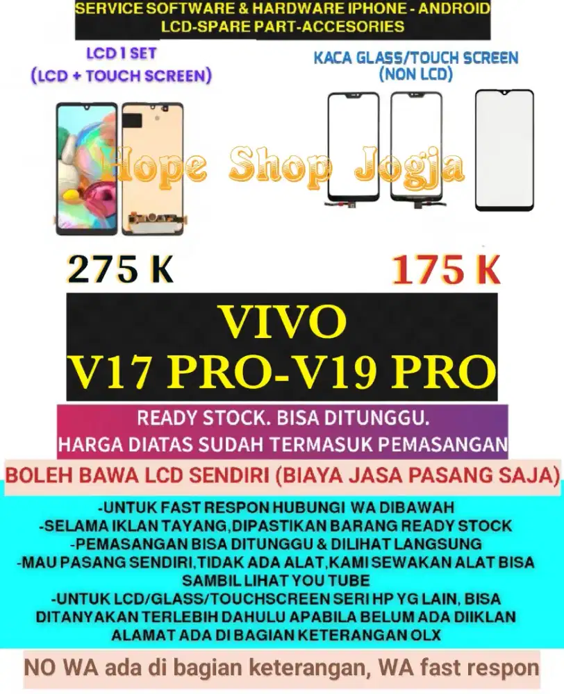 Service Hp/Touchscreen/Baterai/LCD Vivo V17 pro-V19 pro