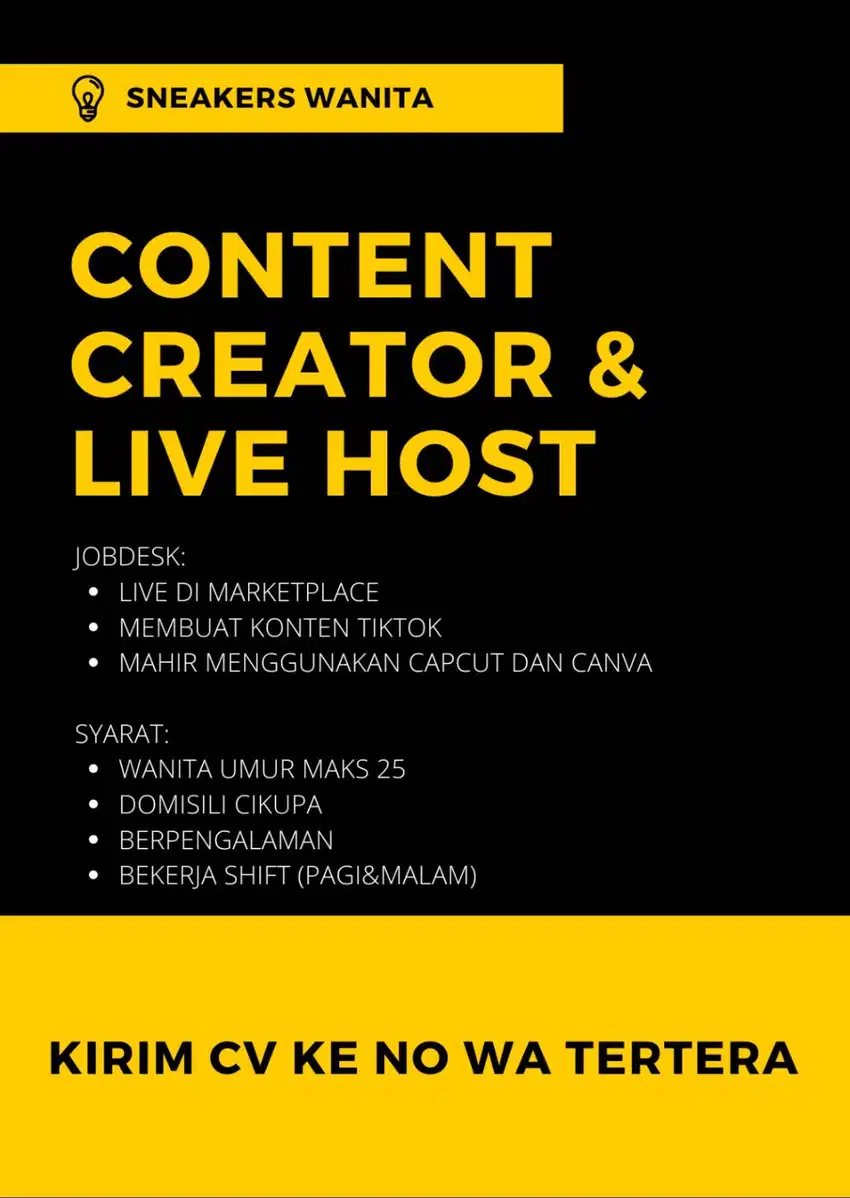 LOKER HOST LIVE SEPATU WANITA