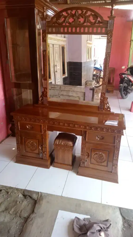 Meja Rias Kayu Jati 1 Biro Laci