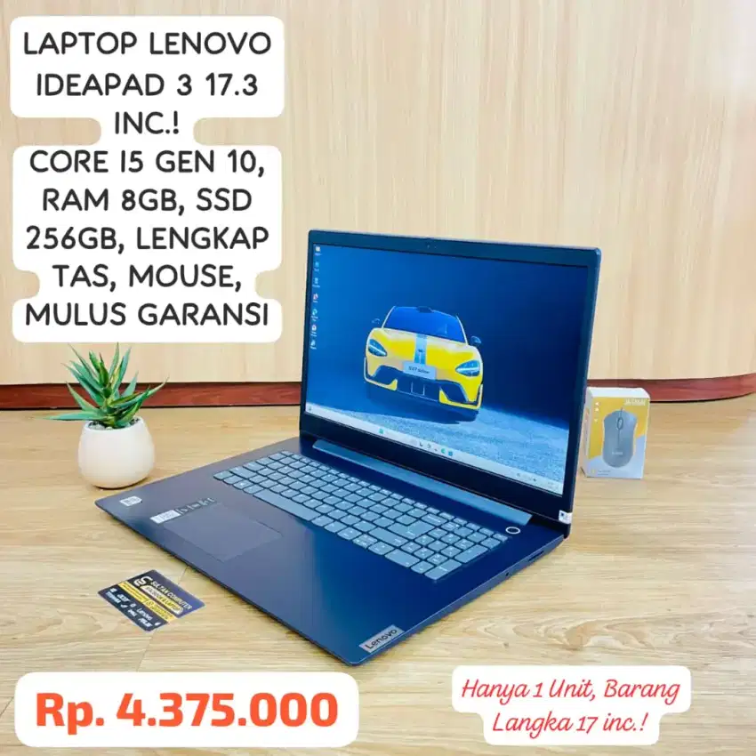 LENOVO 17 INC .! CORE I5, LENGKAP TAS, MOUSE, MULUS, GARANSI