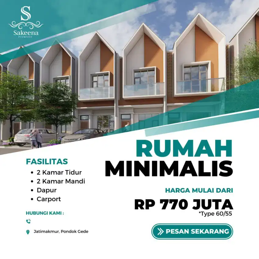 Rumah syariah cicilan ke developer, tanpa bi checking di pondok gede