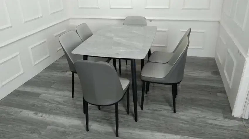 Meja Makan Granite 6 Kursi Grey