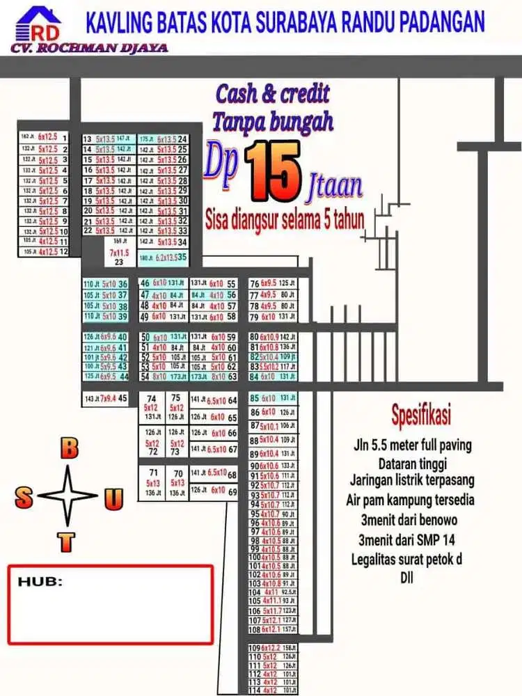 Dp 15jt kavling siap bangun lokasi randu Padangan mepet pakal sby bart