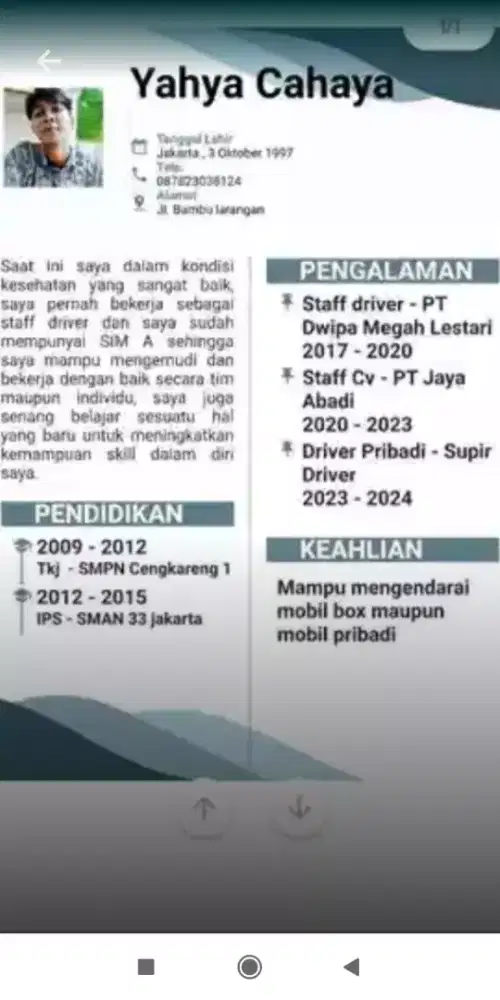 Mencari pekerjaan sbagai driver pribadi