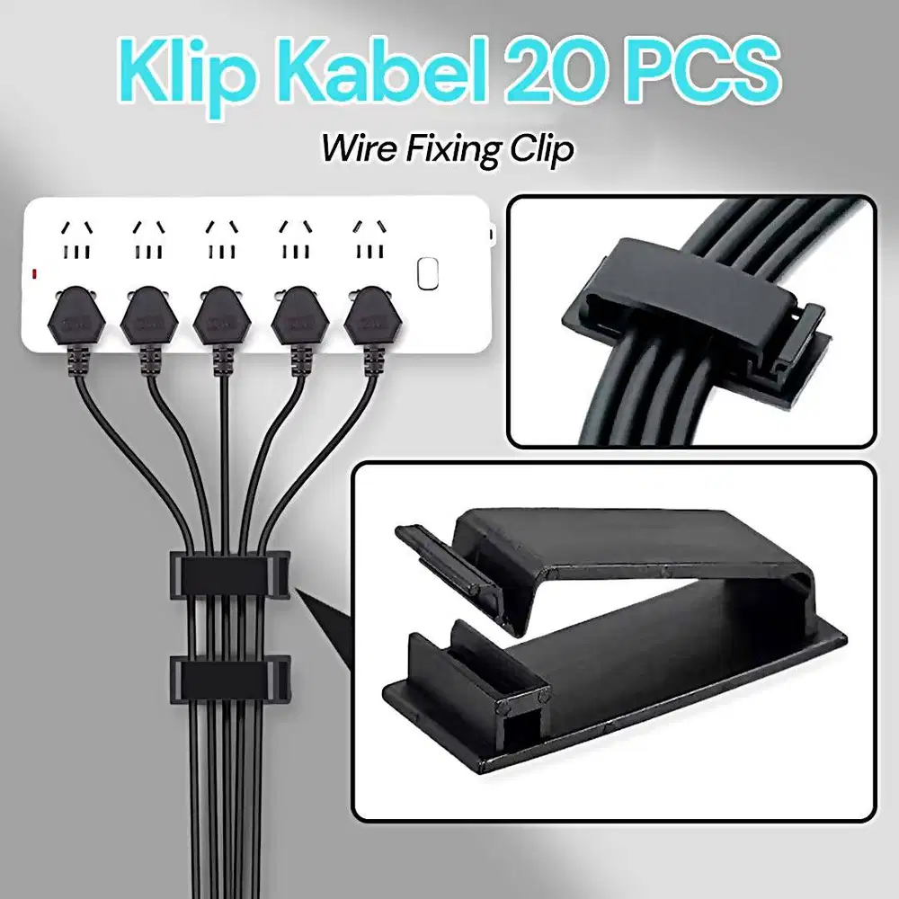 240720A Reusable Klip Perapi Kabel Tempel Wire Holder Fixing Clip 20 P